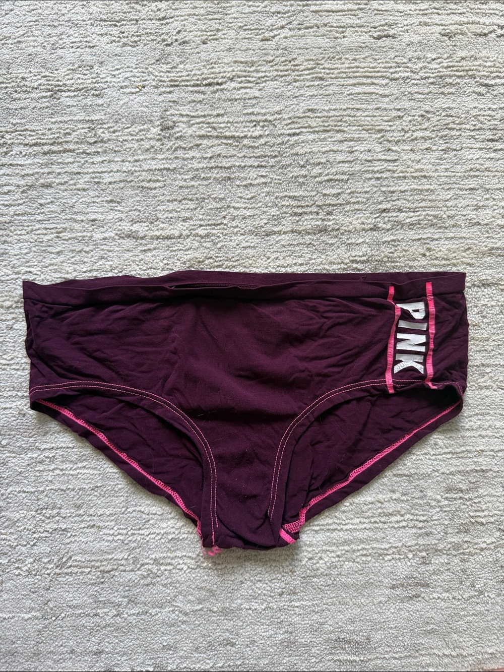 PINK Victoria's Secret Burgundy Bikini Panties with Pink Trim